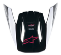 Visiera Alpinestars S-M5 Compass, frontino per casco da motocross, nero Diva Pink lucido, con logo Astars rosa e dettagli laterali bianchi, visiera di ricambio per caschi off-road Supertech M5
