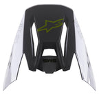 Visiera Alpinestars S-M5 Bond, frontino di ricambio per casco, Argento Giallo Fluo Lucido, con logo a stella centrale giallo fluo, scritta SM5 e pannelli laterali bianchi con marchio ASTARS, finitura lucida per protezione motocross