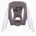 Alpinestars S-M5 Bond White Red Glossy Visor, frontino di ricambio per casco da motocross, bianco lucido con loghi ASTARS e SM5 rossi, logo a stella nero, design aerodinamico per corse fuoristrada