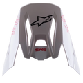 Alpinestars Visiera S-M5 Bond Bianco Rosso Lucido, frontino di ricambio per casco da motocross, finitura bianca lucida con loghi 'SM5' e 'ASTARS' rossi, logo a stella nero centrale, accessorio ad aggancio rapido per fuoristrada