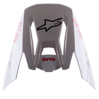 Alpinestars Visiera S-M5 Bond Bianco Rosso Lucido, frontino di ricambio per casco da motocross, finitura bianca lucida con loghi 'SM5' e 'ASTARS' rossi, logo a stella nero centrale, accessorio ad aggancio rapido per fuoristrada