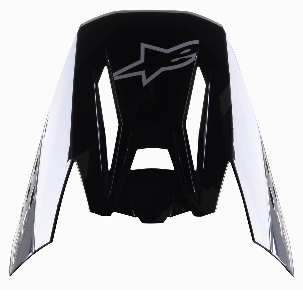 Alpinestars S-M5 Rover Visor, visiera di ricambio per casco motocross, nero antracite camo lucido, con logo Alpinestars grigio, design angolare con accenti camouflage laterali, accessorio di ricambio per caschi da corsa fuoristrada