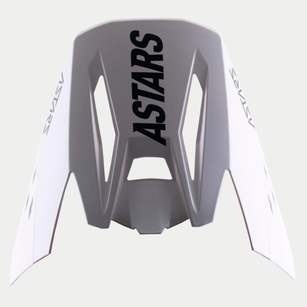 Alpinestars S-M5 Rayon Visor, visiera di ricambio per casco da motocross, grigio con vistoso marchio ASTARS nero sulla parte superiore e sui lati, finitura opaca, caratterizzata da un design angolare con aperture di ventilazione per prestazioni off-road