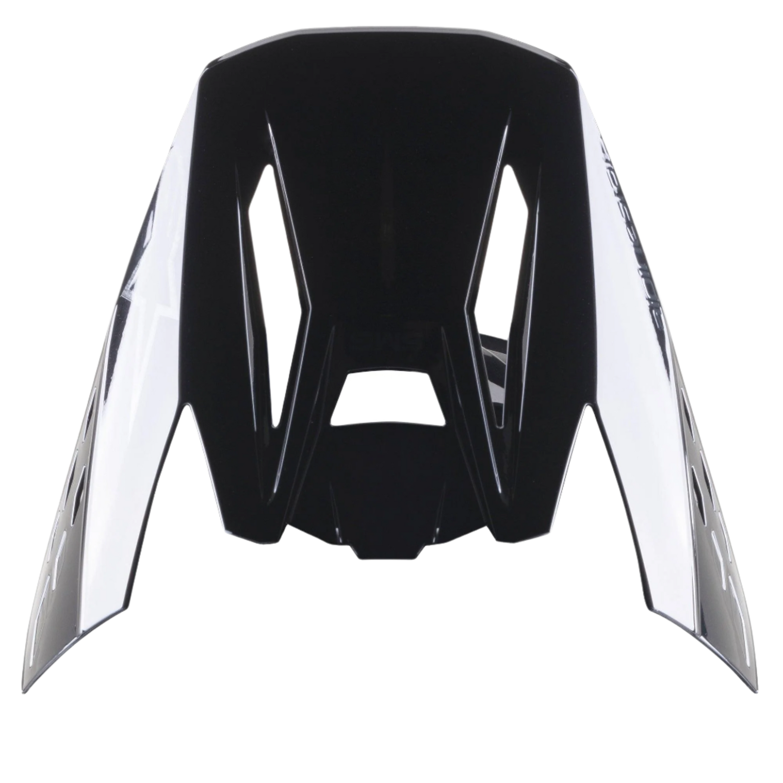 Alpinestars S-M5 Scout Visor, visiera di ricambio per caschi da motocross, nero e argento lucido, design aerodinamico con loghi laterali e fessure di ventilazione, finitura lucida