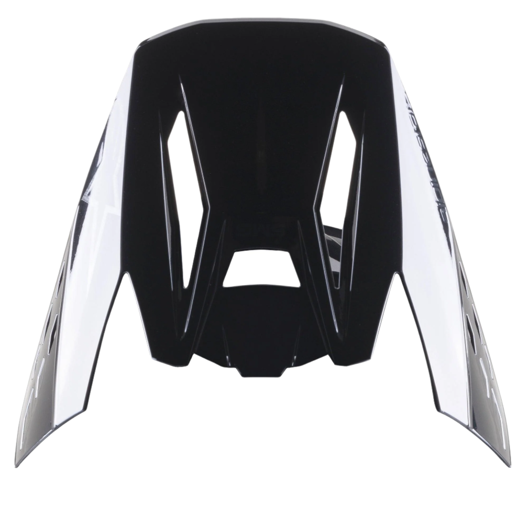 Alpinestars S-M5 Scout Visor, visiera di ricambio per caschi da motocross, nero e argento lucido, design aerodinamico con loghi laterali e fessure di ventilazione, finitura lucida