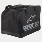 Alpinestars Supertech Semi Rigid Borsa, borsa semi-rigida porta casco, nero e argento, con struttura resistente, maniglie di trasporto robuste e grande logo Supertech