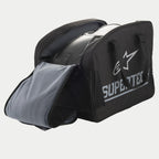 Alpinestars Supertech Semi Rigid Helmet Bag, borsa semirigida per casco moto, nero e argento, con logo grande e morbida fodera interna