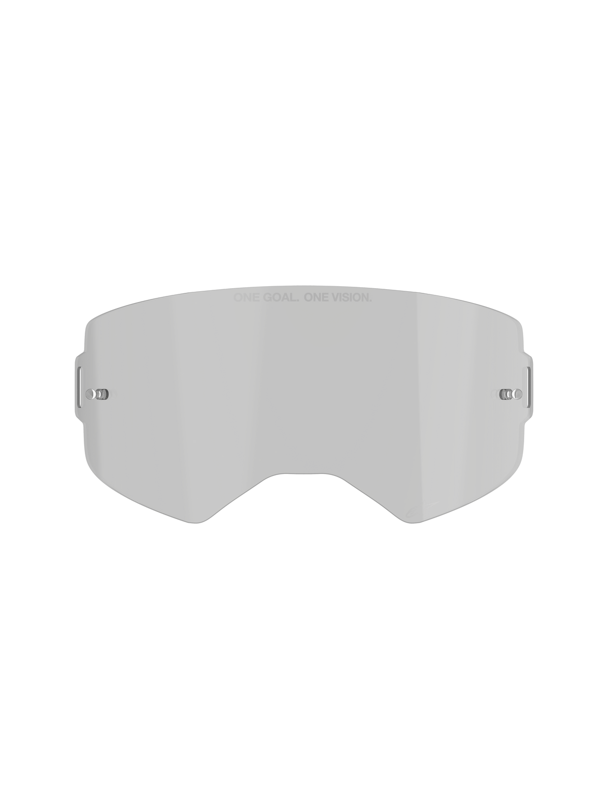 Alpinestars Supertech Smoke Lens, lente di ricambio per maschera, tinta grigio fumo medio, con scritta 'ONE GOAL. ONE VISION.', design curvo in policarbonato con perni per tear-off integrati, accessorio per motocross e fuoristrada