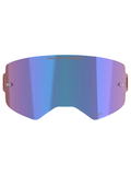 Alpinestars Supertech Mirror Lens, accessorio per maschera da motocross, blu specchiato con sfumature viola, tecnologia Absolute Vision™, perni tear-off integrati e slogan 'ONE GOAL. ONE VISION.' sulla parte superiore