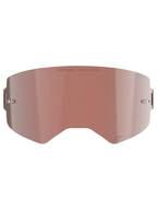 Alpinestars Supertech Mirror Lens, lente di ricambio per maschera da motocross, argento a specchio con tinta Absolute Vision™ rosso-marrone, superficie riflettente con supporti per tear-off integrati, incisione 'ONE GOAL. ONE VISION.' e logo Alpinestars