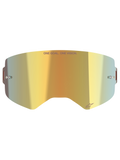 Alpinestars Supertech Mirror Lens, lente di ricambio per occhiali da motocross, finitura Mirror Gold, con scritta 'ONE GOAL. ONE VISION.' e logo Alpinestars, include attacchi laterali per tear-off, policarbonato resistente per corse off-road