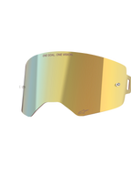 Alpinestars Supertech Mirror Lens, Mirror Gold, lente di ricambio specchiata per maschera con perni integrati per tear-off e scritta 'ONE GOAL. ONE VISION.', accessorio da motocross ad alta chiarezza.