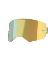 Alpinestars Supertech Mirror Lens, Mirror Gold, lente di ricambio specchiata per maschera con perni integrati per tear-off e scritta 'ONE GOAL. ONE VISION.', accessorio da motocross ad alta chiarezza.