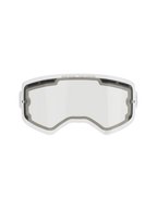 Alpinestars Supertech Double Pane Lens, lente di ricambio trasparente per occhiali da motocross, design ventilato con guarnizioni in schiuma grigia, scritta 'ONE GOAL. ONE VISION.' sul bordo superiore, policarbonato curvo antiappannamento per uso fuoristrada