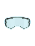 Alpinestars Supertech Dual Pane Vented Lens, lente di ricambio per occhiali da motocross, tinta blu, costruzione in policarbonato a doppio strato, guarnizione in schiuma nera, fori di ventilazione superiori e laterali, branding 'ONE GOAL. ONE VISION.', prestazioni antiappannamento per gare off-road