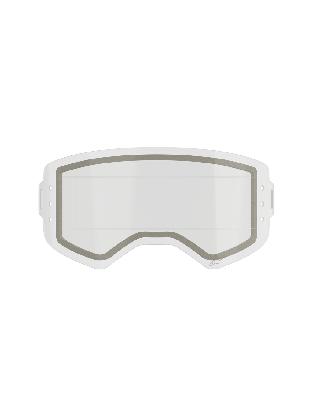 Alpinestars Supertech Dual Pane Roll Off Lens, lente di ricambio per occhiali da motocross, trasparente, costruzione a doppio strato con guarnizione in neoprene grigio visibile e intagli laterali per pellicola roll-off, policarbonato trasparente resistente agli urti