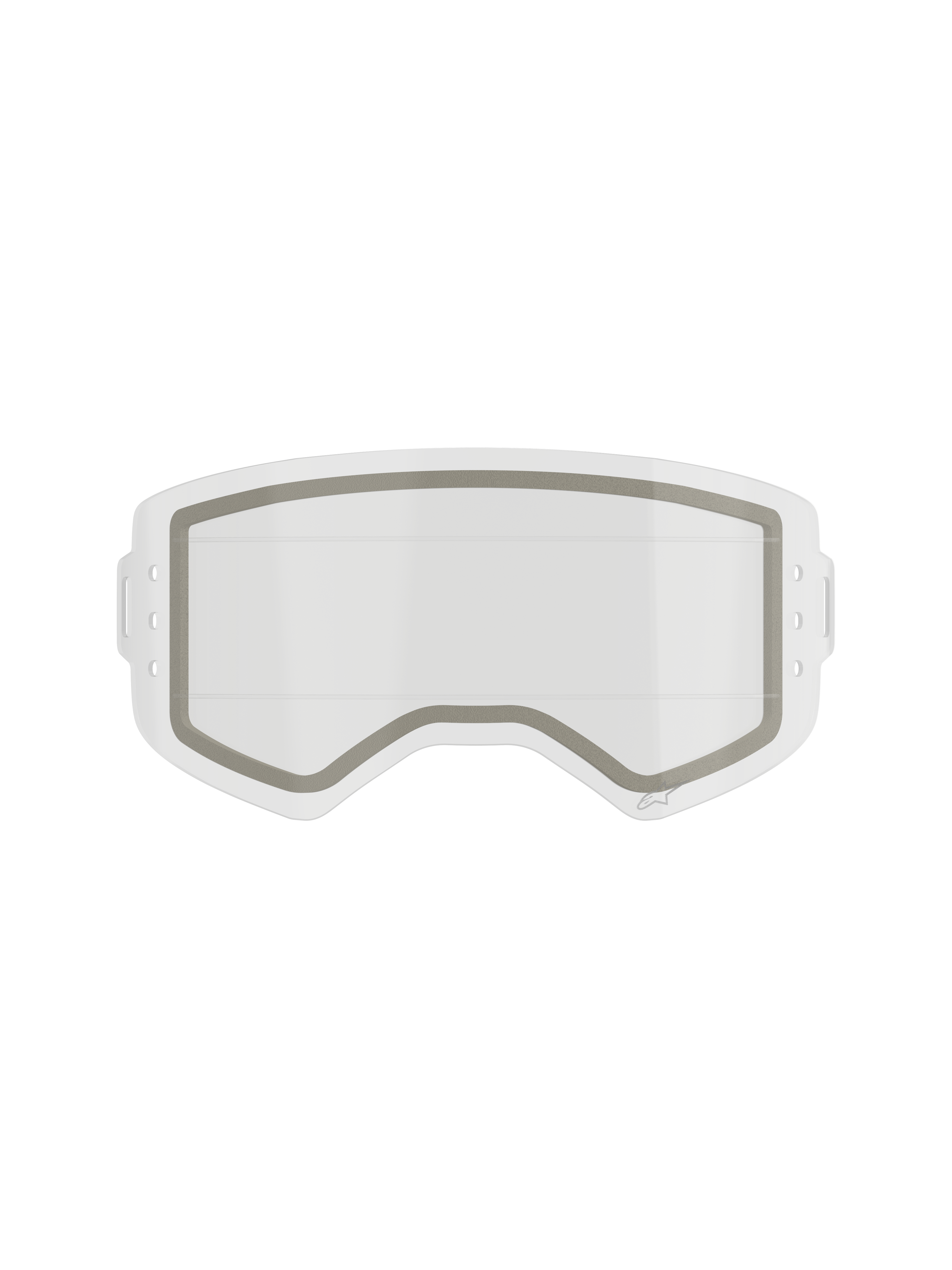 Alpinestars Supertech Dual Pane Roll Off Lens, lente di ricambio per occhiali da motocross, trasparente, costruzione a doppio strato con guarnizione in neoprene grigio visibile e intagli laterali per pellicola roll-off, policarbonato trasparente resistente agli urti