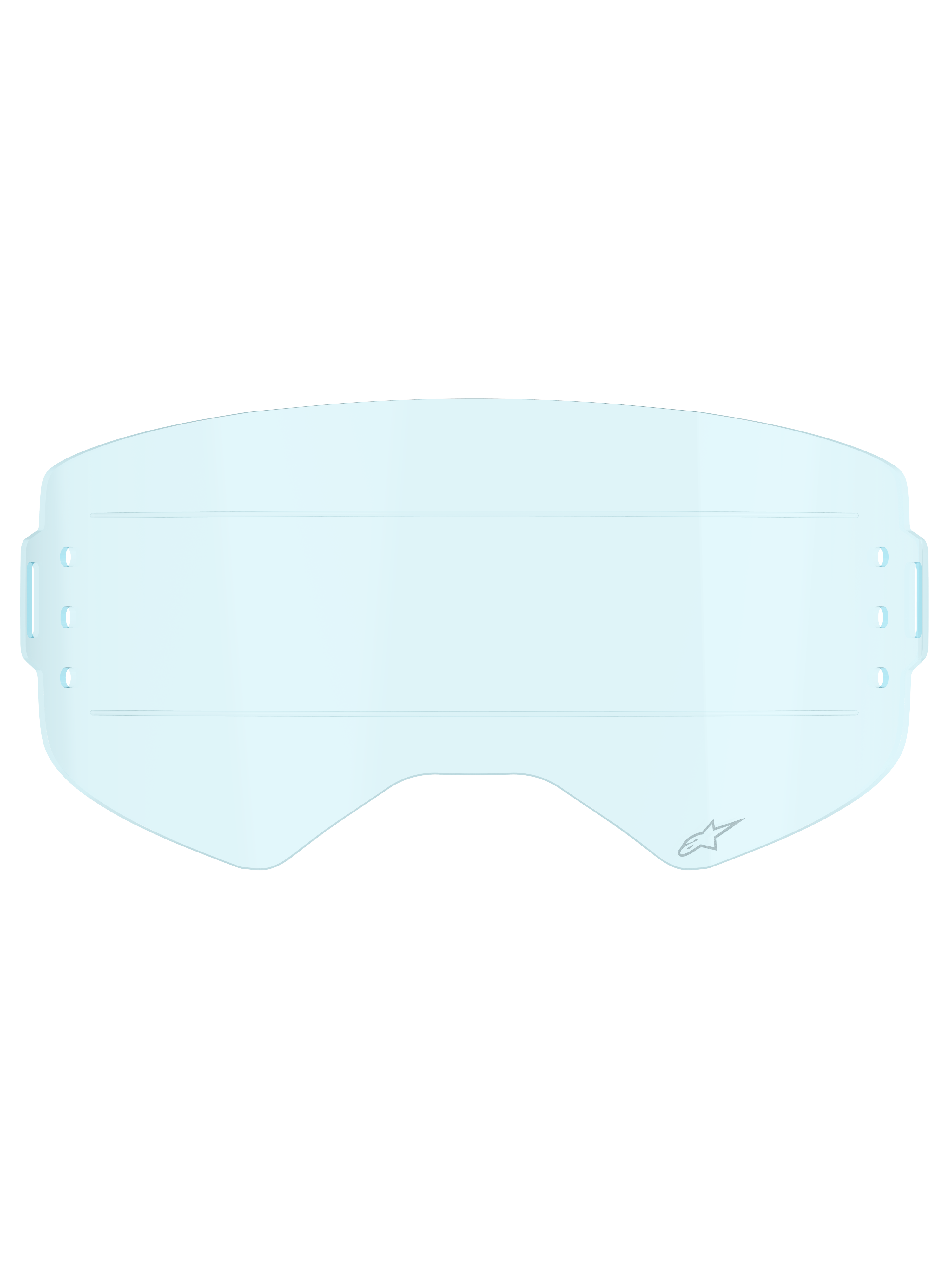 Alpinestars Supertech Roll Off Lens, accessorio per occhiali da motocross, Clear Blue, lente in policarbonato azzurro chiaro trasparente con linee di scorrimento orizzontali per un movimento fluido della pellicola e fessure di montaggio laterali per sistemi roll-off.