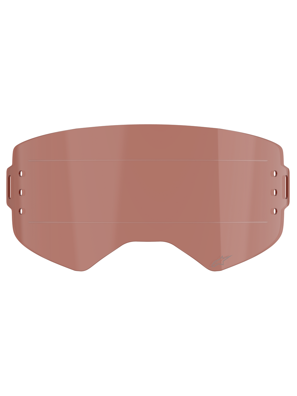 Lente Alpinestars Supertech Wide Vision Roll-Off, accessorio per maschera, tinta Copper Rose, con linee di scorrimento orizzontali e punti di montaggio laterali, in policarbonato resistente agli urti per motocross e off-road