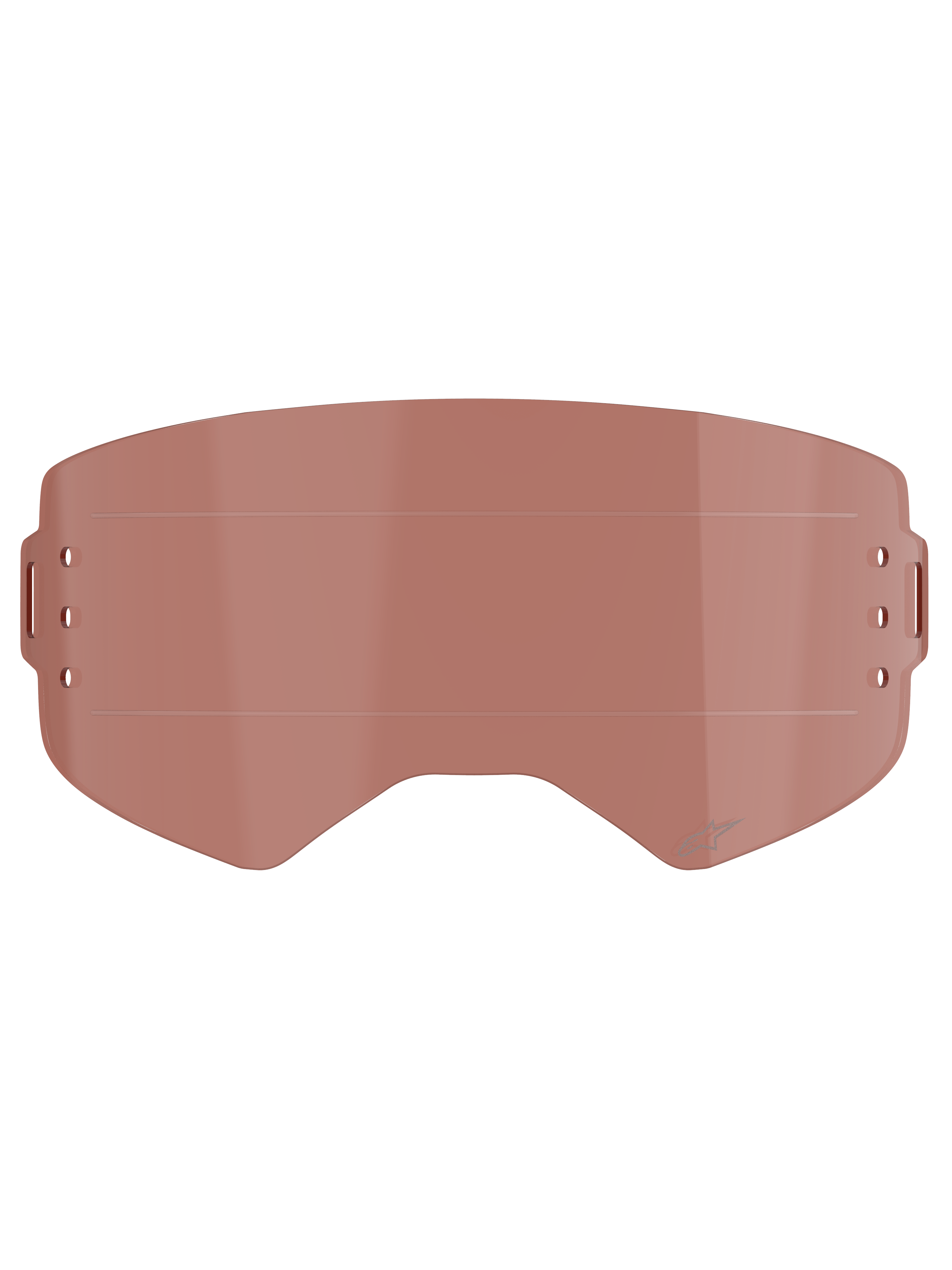 Lente Alpinestars Supertech Wide Vision Roll-Off, accessorio per maschera, tinta Copper Rose, con linee di scorrimento orizzontali e punti di montaggio laterali, in policarbonato resistente agli urti per motocross e off-road