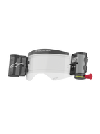 Alpinestars Supertech Roll Off Kit Wide Vision, accessorio per maschere da motocross, lente trasparente anti-appannamento con sistema roll-off integrato, contenitori neri e linguetta rossa, con marchio ONE GOAL ONE VISION, policarbonato ad alta resistenza per gare off-road