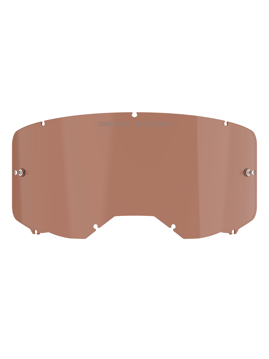 Lente per maschera Alpinestars Vision 8-5-3, tinta Copper Rose, lente di ricambio per maschera da motocross con scritta "ONE GOAL. ONE VISION.", design curvo in policarbonato con perni per tear-off per gare fuoristrada