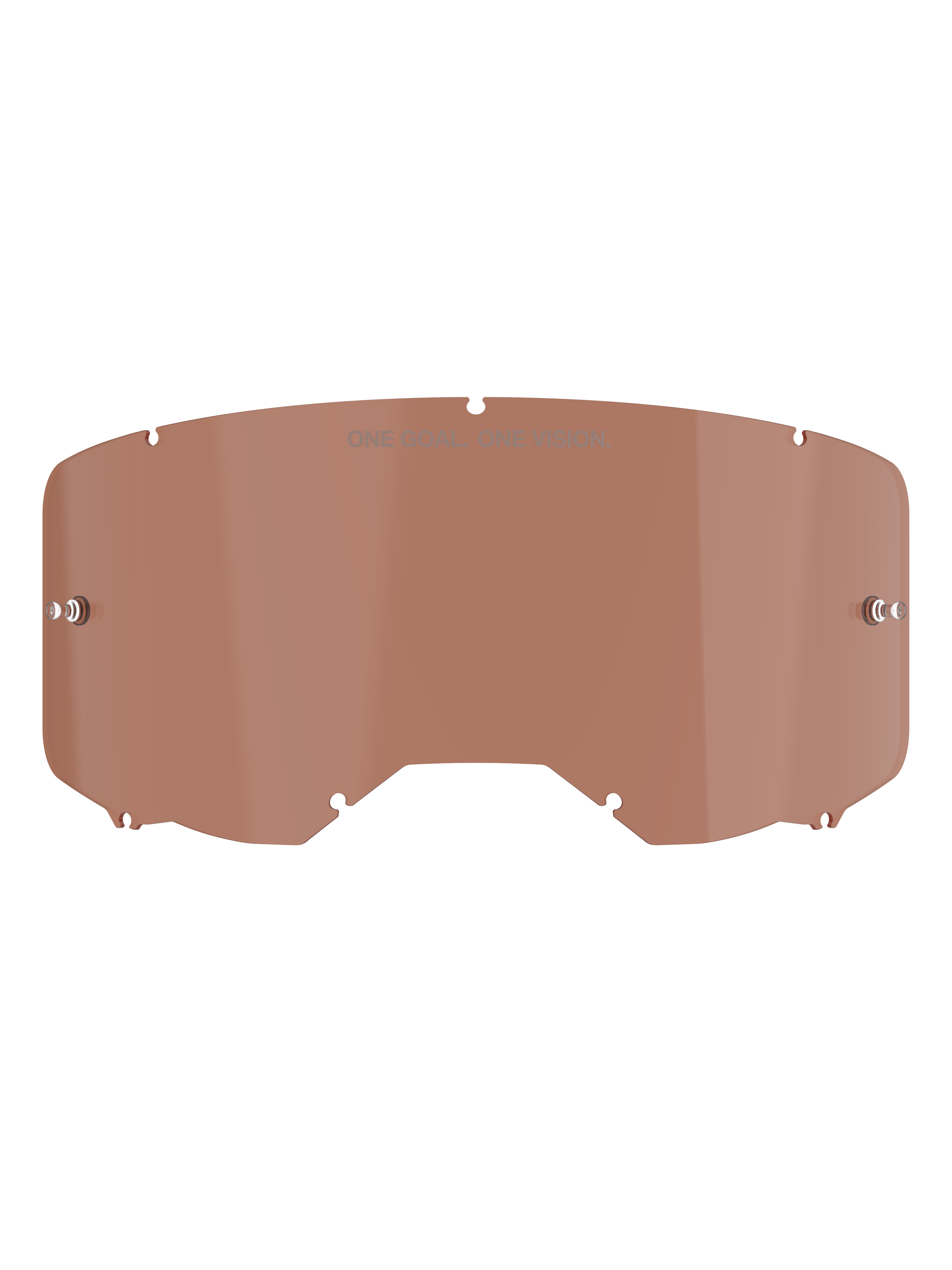 Lente per maschera Alpinestars Vision 8-5-3, tinta Copper Rose, lente di ricambio per maschera da motocross con scritta "ONE GOAL. ONE VISION.", design curvo in policarbonato con perni per tear-off per gare fuoristrada