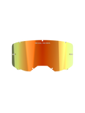 Alpinestars Vision 8-5-3 Mirror Lens, accessorio per maschera da motocross, finitura Mirror Red con sfumatura arancione e gialla, con scritta 'ONE GOAL. ONE VISION.', perni per tear-off integrati e bordi intagliati per un montaggio sicuro sulla montatura.