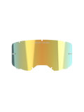 Alpinestars Vision 8-5-3 Mirror Lens, accessorio per occhiali da motocross, Mirror Gold, finitura metallica riflettente con scritta "ONE GOAL. ONE VISION.", supporti tear-off integrati, sistema di bloccaggio a sette fori, policarbonato ad alta chiarezza per gare fuoristrada