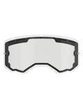 Alpinestars Vision 8-5-3 Dual Pane Lens, lente di ricambio trasparente per occhiali da motocross, con guarnizione interna nera e fori di ventilazione superiori, perni laterali per tear-off, marchio "ONE GOAL ONE VISION" sul bordo superiore, accessorio per corse fuoristrada