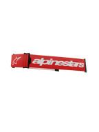 Alpinestars Supertech Goggles Strap, rosso e bianco, fascia di ricambio per maschera da motocross con logo bianco in evidenza, connettori a scatto neri e cuneo ISP integrato per il posizionamento sul casco