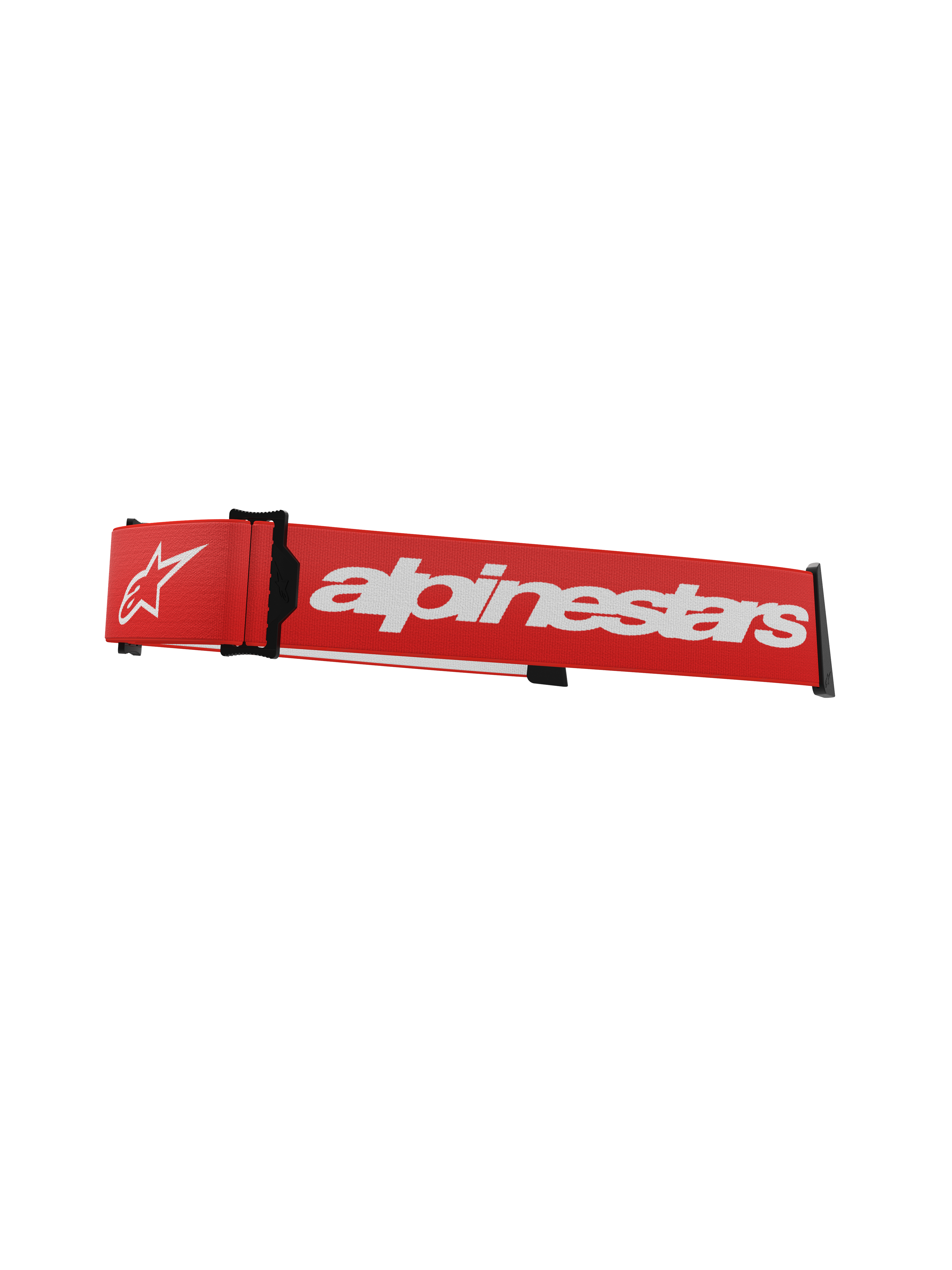 Alpinestars Supertech Goggles Strap, rosso e bianco, fascia di ricambio per maschera da motocross con logo bianco in evidenza, connettori a scatto neri e cuneo ISP integrato per il posizionamento sul casco