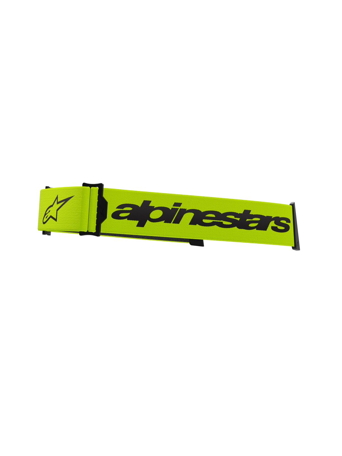 Alpinestars Supertech Goggles Strap, accessorio per maschere da motocross, giallo fluorescente e nero, con logo a stella e scritta Alpinestars, cinturino di ricambio ufficiale per maschere da corsa off-road
