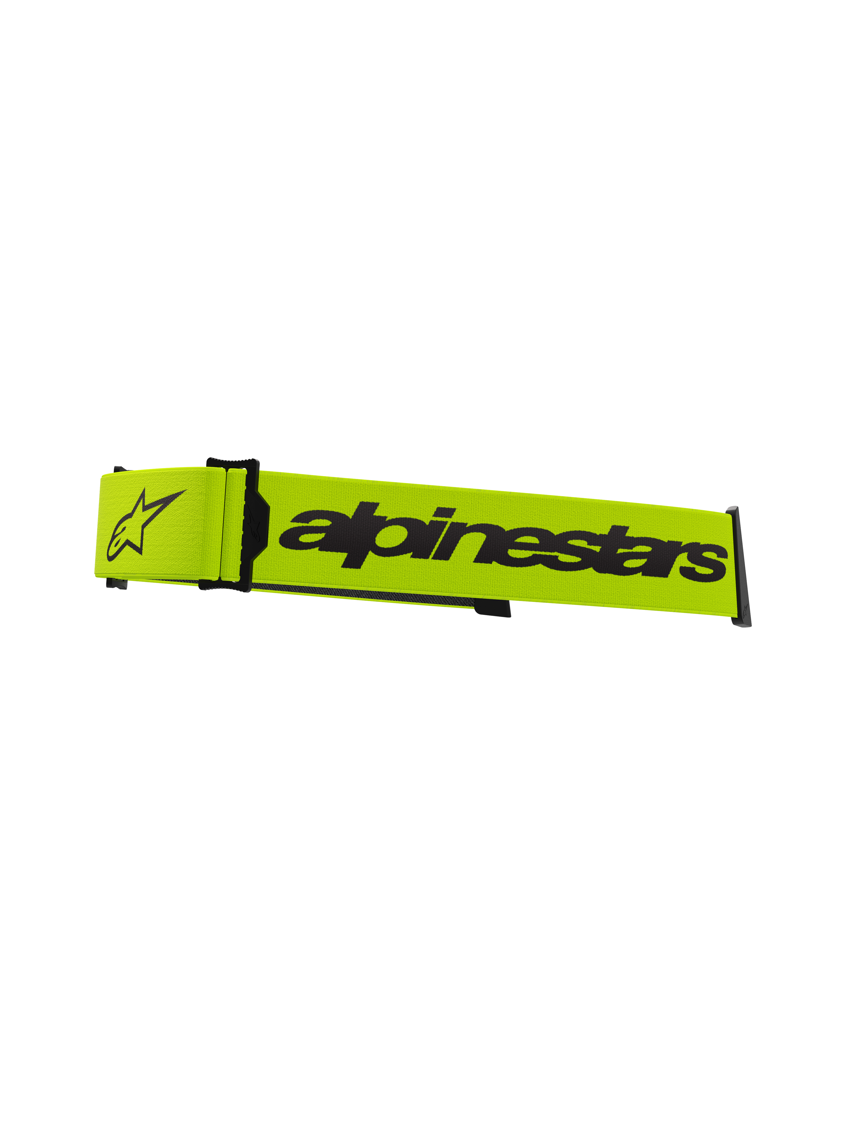 Alpinestars Supertech Goggles Strap, accessorio per maschere da motocross, giallo fluorescente e nero, con logo a stella e scritta Alpinestars, cinturino di ricambio ufficiale per maschere da corsa off-road
