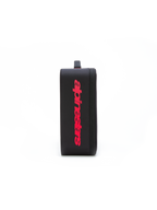 Alpinestars Supertech Vision Goggles Case, accessorio per occhiali da motocross, nero con grande logo rosso verticale, custodia rettangolare strutturata con chiusura a zip e maniglia imbottita