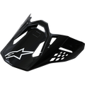 Alpinestars Supertech M10/M8 Visor, visiera per casco da motocross, nero lucido con logo stella bianco, design aerodinamico con aperture di ventilazione