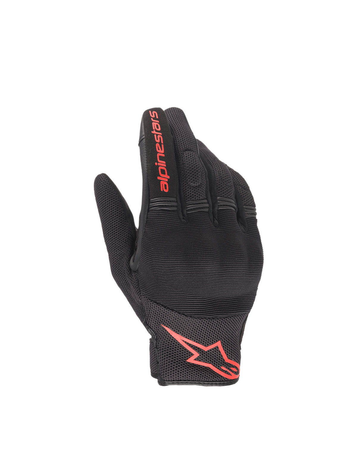 Alpinestars guanti Copper, guanti da moto urbani per uomo, neri e rosso fluo, protezione nocche rigida e logo rosso