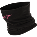 Alpinestars Neck Warmer, scaldacollo tubolare in pile nero con logo a stella rosa, tessuto morbido e caldo per la guida della moto e sport motoristici con tempo freddo