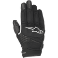 Alpinestars Faster Gloves, guanti da moto neri con logo bianco, tecnologia Thermo Windtech, nocche imbottite, costruzione in softshell multimateriale, design urbano a polsino corto.