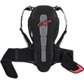 Alpinestars Nucleon Kr-2 Back Protector, protezione dorsale da moto, nero con logo a stella rosso, costruzione in mesh con pannello centrale grigio, spallacci e fascia addominale regolabili, design ergonomico con imbottiture laterali traforate