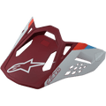 Alpinestars S-M8 Helmet Visor Contact, visiera per casco da moto, rosso opaco e grigio chiaro, con logo a stella bianco, design aerodinamico con intagli geometrici, accenti a strisce rosse e blu