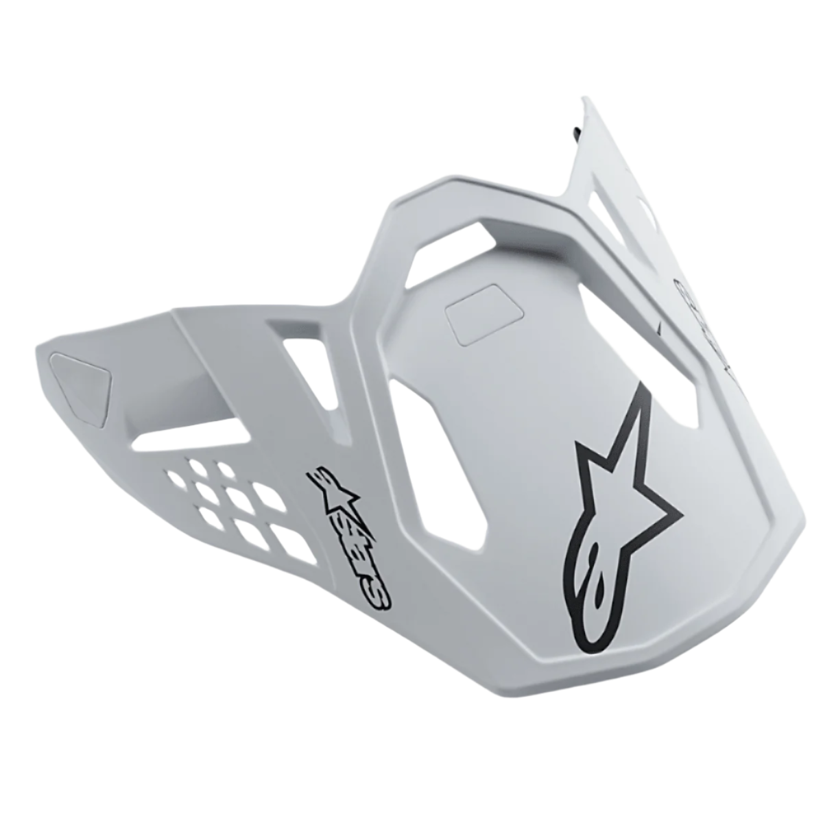 Alpinestars Supertech M10 Dyno Helmet Visor, bianco opaco, con loghi a stella Alpinestars neri, frontino da motocross con aperture geometriche per il flusso d'aria, finitura opaca, design aerodinamico per prestazioni fuoristrada