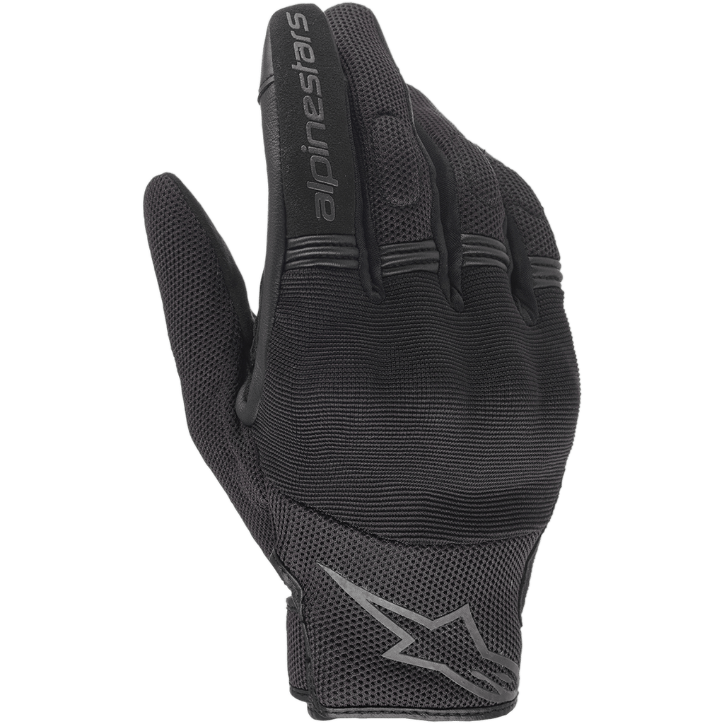 Guanti Alpinestars Copper, neri, guanti da moto urban, caratterizzati da una struttura in mesh traspirante e spandex, scritta Alpinestars sul dito indice, logo stella sul polso, pannelli flessibili a fisarmonica sulle dita