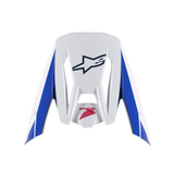 Alpinestars Honda S-M5 Visor, visiera di ricambio per casco, finitura lucida bianca, blu e rossa, pannelli laterali blu con loghi Alpinestars blu navy e Honda rossi, accessorio per casco da motocross