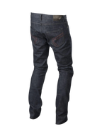 Alpinestars Pantaloni Jeans Copper, jeans da moto urban da uomo, blu scuro con cuciture rosse sulle tasche posteriori e rinforzi in fibra aramidica