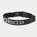 Alpinestars Pit Radio Belt, cintura tecnica porta-attrezzi nera, logo Alpinestars ricamato in bianco, chiusura con fibbia a scatto in plastica, materiale in politessuto elasticizzato per meccanici ai box