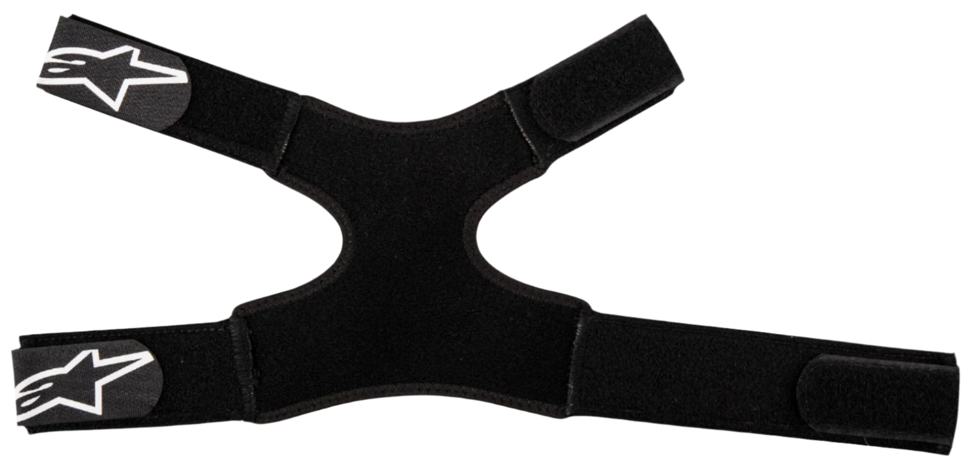 Alpinestars Fluid Dual Strap Kit, cinghie per protezione collo, nero, design in tessuto regolabile con quattro cinturini in velcro, loghi a stella Alpinestars bianchi sulle estremità, accessorio di fissaggio sicuro per attrezzatura protettiva da motocross