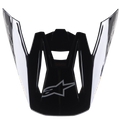 Alpinestars Visiera per Casco S-M5 Venture, accessorio per casco da motocross, nero lucido, frontino di ricambio con logo Alpinestars argento sul davanti e marchio bianco sui lati, plastica resistente con finitura lucida per gare fuoristrada.
