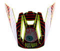 Visiera Alpinestars S-M5 Solar Flare, frontino di ricambio per casco da motocross, nero, rosso e giallo fluo, con grafica di un bulbo oculare iniettato di sangue, logo ASTARS e bordo giallo neon vibrante