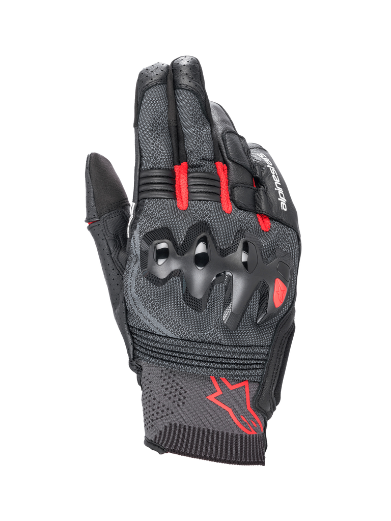 Guanti Alpinestars Morph Sport, guanti da moto racing e sportivi, nero e rosso acceso, con dorso in MorphTech Weave™ e protezione nocche sovrainiettata, design a polsino corto con logo Alpinestars rosso